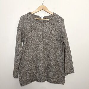 J. JILL PURE JILL Marled Long Sleeve Sweater One Pocket Soft Cotton Blend Size M